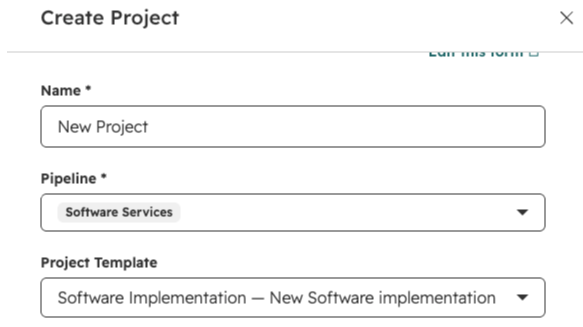 project create from template